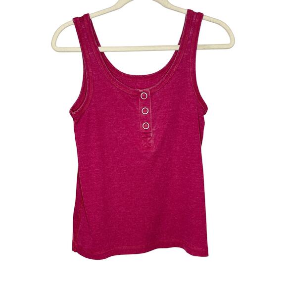 Chaser NEW Henley Snap Tank in Sangria Pink XS Sleeveless - Picture 2 of 7